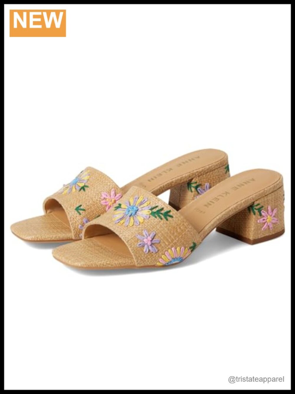 Anne Klein Dolls Embroidered Faux Leather Slide Sandals